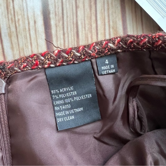 Kasper Women’s Tweed Pencil Skirt Turin Deep Choco Size 4 - Picture 9 of 11